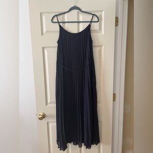H&M Navy Pleated Maxi Slip Dress